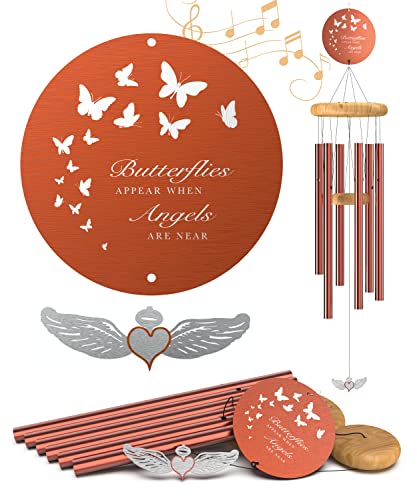 Sympathy Memorial Wind Chimes for Loss of Loved One - Large 26" Bronze Bereavement Gift for Outdoors, in Memory of Mother, Father, or Dog
