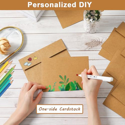 Silunkia 20 Packs Brown Blank Note Cards and Envelopes 4 x 6 - color: Brown, size: 4x6-20pcs