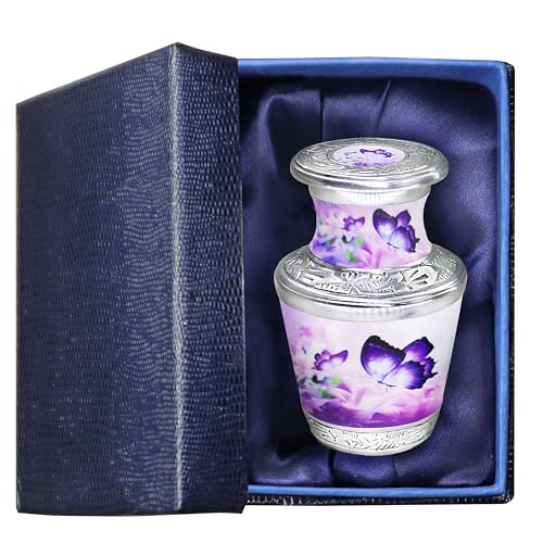 M MEILINXU Purple Butterfly Small Urns for Human Ashes, Mini Keepsake Urn | Cremation Keepsake for Women and Men, Tiny Butterfly Urn for Family Sharing, Gifting, Travel or a Personal Memorial at Home - color: Purple, size: Small / Keepsake