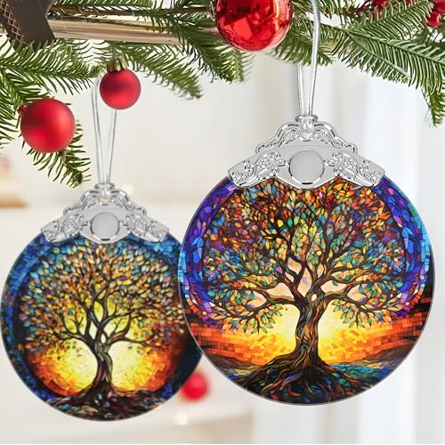 Stained Glass Ornaments, 2026 Christmas Ornament, Christmas Tree Ornament, Heirloom Keepsake, Gift Exchange, Gift Idea - Tree of Life - color: Tree of Life