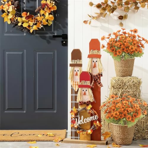 4 Pcs Artificial Fall Flowers Mum Bush Artificial Daisy Mums Flowers Bulk Orange Daisy Artificial Flowers Chrysanthemums Silk Flowers Autumn for Outside Cemetery Table Thanksgiving Harvest - color: Orange
