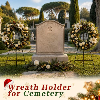 Detachable Christmas Metal Wreath Stands for Cemetery-2 Pcs 36 Inch - color: 2PCS Black, size: 36 Inch