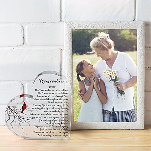 Yookeer Sympathy Gift Acrylic Heart Shape Memorial Bereavement Gifts for Loss of Loved One Red Cardinal Remembrance Condolence Funeral Grief Keepsake for Mom Dad Grandma Friend(Bird Style) - style: Bird Style