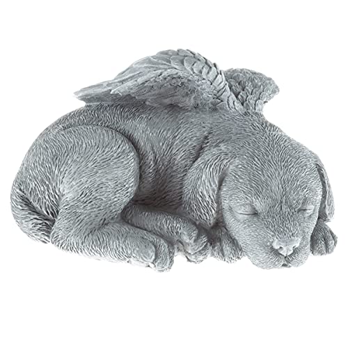 Pure Garden Sculpture Pet Memorial Statue, Sleeping Angel Dog, Stone Finish | Durable Resin Keepsake Grave Marker Figurine and Sympathy Gift for Pet Loss - style: Sleeping Angel Dog