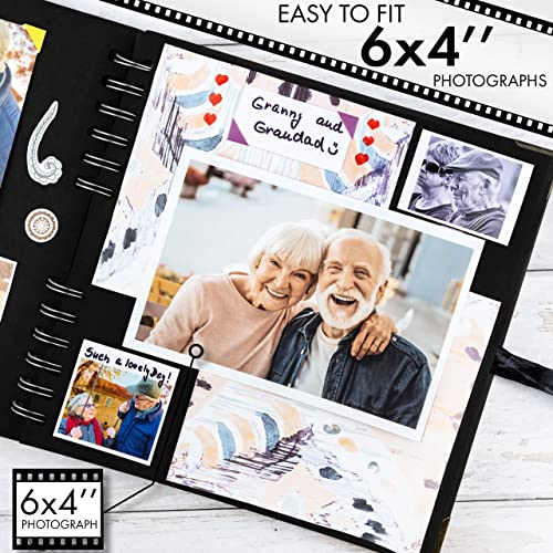 Scrapbook Album, 60 Pages, 8 x 8 Inch, Black Photo Album, Scrap Book | Hardcover with Thick 250 GSM Kraft Paper, Ideal for Your Scrapbooking Albums, Art & Craft Projects (Black, 8 x 8 Inch) - color: Black, size: 8 X 8 Inch