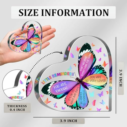 Little Reminders Sign, Inspirational Gifts for Women Men, Recovery Self Care Encourage Gifts for Friends Coworkers, Positive Affirmation Butterfly Desk Decor Plaque - style: Little reminders