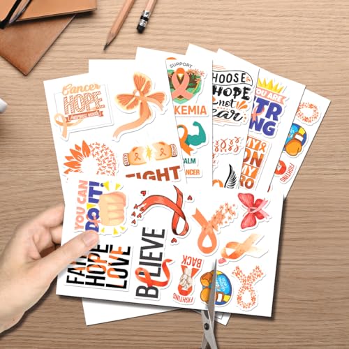 Leukemia Cancer Awareness Ribbon Quote Design 50pcs Vinyl Support Stickers Pack for Survivors Fighters Family Laptops Water Bottles Scrapbooking Bumper Hard Skateboard Car - color: Cancer Awareness 1