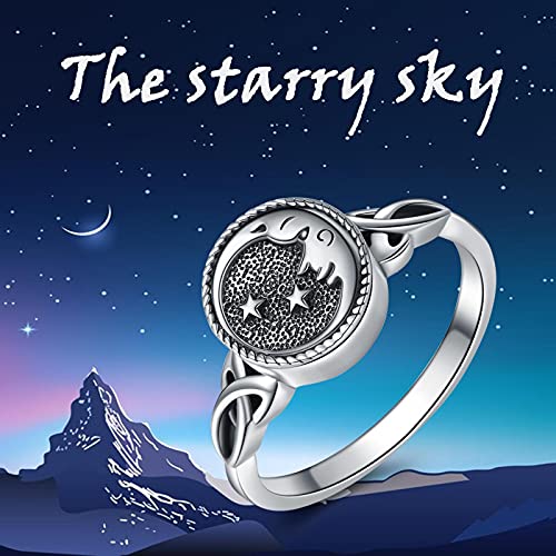 YAFEINI Moon and Star Urn Ring for Ashes Sterling Silver Abalone Shell Memorial Keepsake Rings Cremation Jewelry for Women - style: urn ring