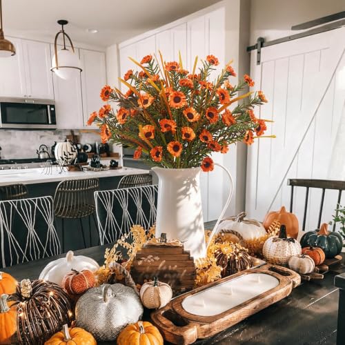 4 Bundles Fall Cemetery Flowers for Grave, Fall Flowers Artificial - color: Fall-4pcs
