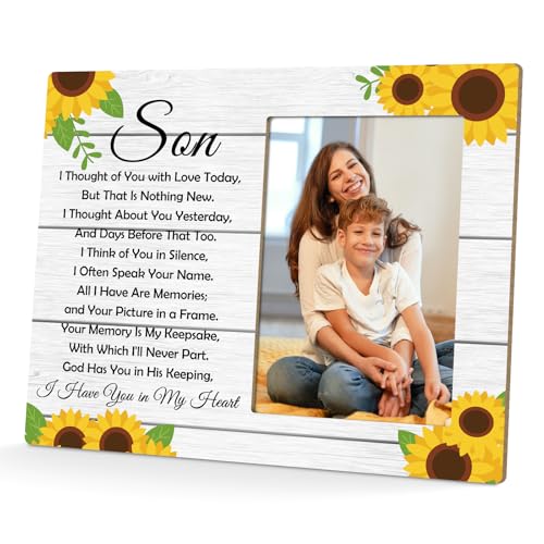 Sympathy Gifts for Loss of Son Memorial Picture Frame in Memory of Son Grief Remembrance Bereavement Gift Memorial Gifts for Loss of Sons Bereavement Gift Idea Sympathy Condolence Wooden Photo Frame - color: Memorial Gifts for Loss of Son