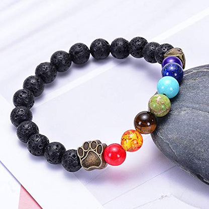Pet Memorial Bracelet - Pet Loss Gifts in Loving Memory of Your Beloved Pup Dog Cat with Rainbow Bridge Poem Card Lava Bead Remembrance Bracelet (Black Lava Stone)