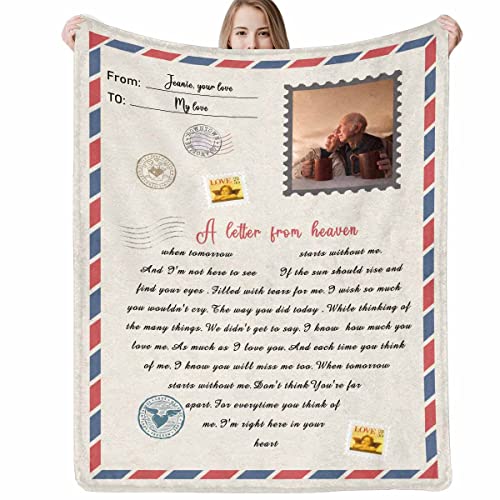 In Loving Memory Gifts For Loss Of Husband Wife Mom Dad Child - A Letter From Heaven Custom Memorial Blankets with photo - In Remembrance Gifts Sympathy Bereavement Gifts For Loss Of Loved One - color: Design15