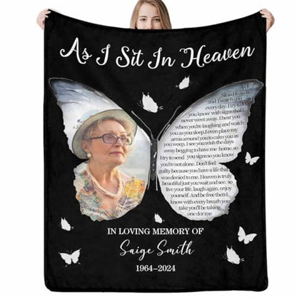 Custom Memorial Blanket with Picture Personalized Sympathy Remembrance Condolences Bereavement Gifts Sympathy Gifts for Loss of Loved One Mother Dad Grandma Grandpa Sister Daughter Friend - color: Design18