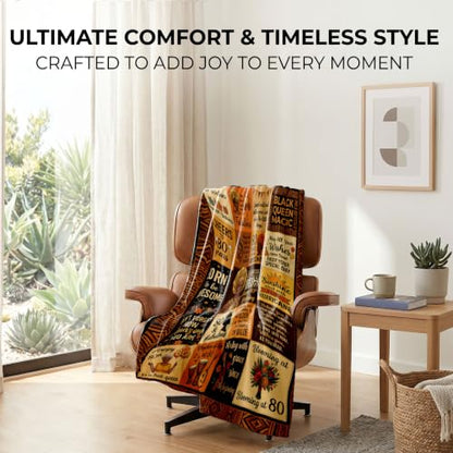 80th Black Women Throw Blanket Birthday Gifts – 80 Years Old Gift | 80 Years Old Present for Mom, Grandma, Aunt, Friend, African American Milestone Flannel Polyester Blanket, 50x60Inch - color: Tk030, size: 60"x50"