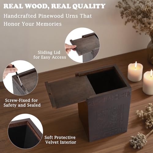 Abooxiu Cremation Urns for Human Ashes Adult Male Female, Wooden Tree of Life Medium Keepsake Urns for Ashes, Burial Funeral Memorial Decorative Urns for Men Women Pets Dog Urn- Up to 200 lbs