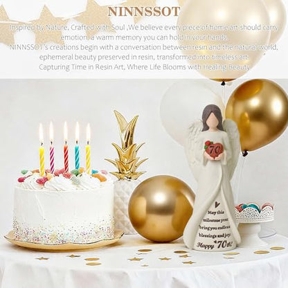 70th Birthday Gifts for Women, Happy 70th Birthday Decorations for Women | Unique 70 Year Old Gifts for Woman Grandma Mom Sister Friends, Hand-Painted Angel Figurine for Home Party Decor - style: 70th Birthday