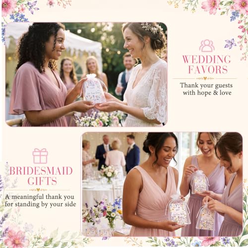 Crtiin 50 Sets Wedding Favors for Guests, Heart Shaped Wildflower Seed Paper with Let Love Grow Cards and Organza Bags for Bridal Shower, Engagement, Anniversary Party Guests - style: Heart Shaped Wedding Theme