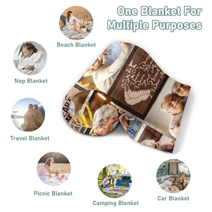 in Loving Memory Blanket Gifts, Custom Memorial Blanket with Photo for Loss of Loved One, Personalized Sympathy Throw Blankets with Picture, Memorial Gifts for Loss of Mom Dad Husband Wife