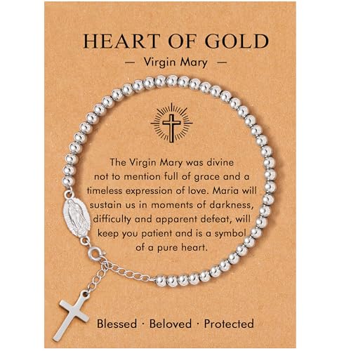 Bracelets for Women, Animal Evil Eye Bracelets, Birthday Graduation Christmas Gifts for Friends Sisters Mom Daughter - style: Virgin Mary