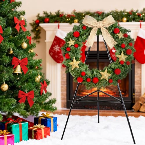 2 Pcs Christmas Metal Wreath Stand Holder,Wreath Holder for Grave - color: 2PCS Black, size: 30 Inch