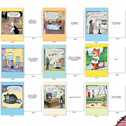 NobleWorks 36 Assorted Funny Birthday Cards in Bulk Box Set with Envelopes Dave Coverly Cartoon Humor Cake Time for Men and Women AC9375BDG-B1x36 - style: Dave Coverly's Cake Time