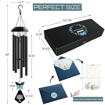 Memorial Wind Chimes for Loss of Loved One,32" Butterfly Sympathy Wind Chimes for Loss of Mother Father Son Daughter,Bereavement Condolence Remembrance Funeral Gifts for Loss of Mom Dad. | Soothing Sounds Design Gift