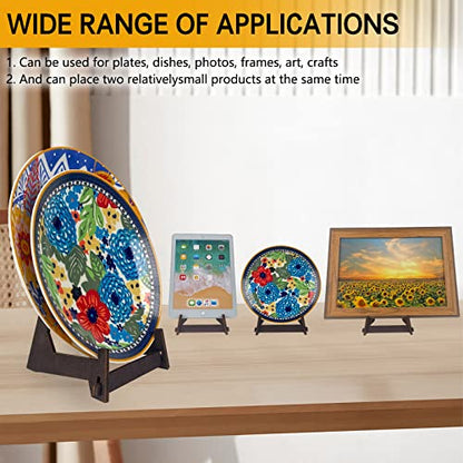 2 Pack 8 Inch Wooden Plate Stands for Display | Plate & Picture Frame Holder, Display Stand for Books, Photos, Plaque, Bowl, Tabletop Decorative Stand