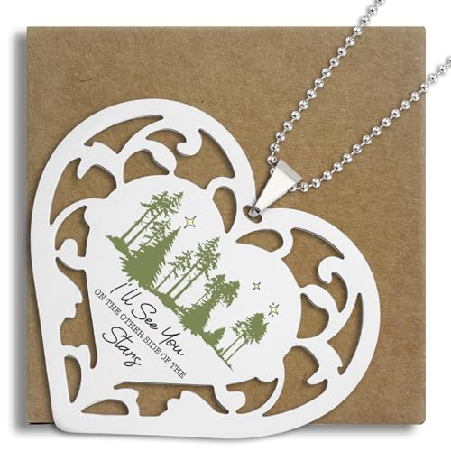 Memorial Heart Ornament “I’ll See You on The Other Side of The Stars” Stainless Steel Heart Sympathy Gift Remembrance Hanging Sign Loss Keepsake Tree Decoration Hanging Ornaments S2X49 - style: Memorial Heart3