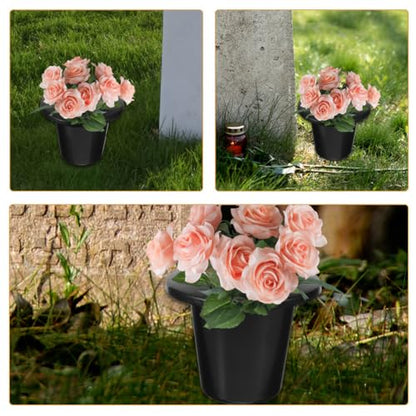 HANABASS Cemetery Grave Vase Inserts: 8pcs 16 Holes Cemetery Flowers Holder Graveside Bracket Memorial Day Grave Decorations Cemetery Vases for Graveyard Flower Marker