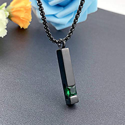 YOUFENG Urn Necklaces for Ashes Birthstone Cube Urns for Human Ashes Memorial Cremation Urn Locket Keepsake Ashes Jewelry - style: May