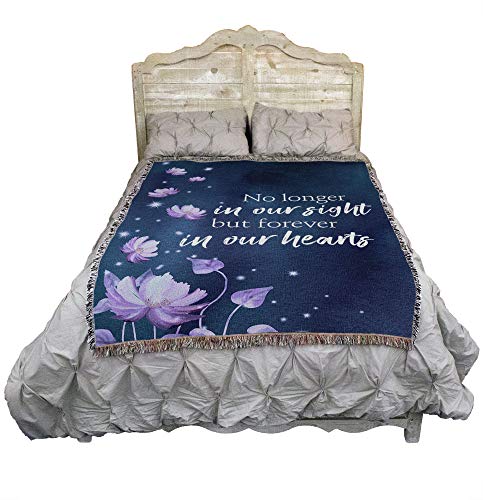 Pure Country Weavers No Longer in Our Sight But Forever in Our Hearts Blanket Flowers - Sympathy Bereavement Gift Tapestry Throw Woven from Cotton - Made in the USA (72x54) - color: Hearts Flowers, size: 72" x 54"