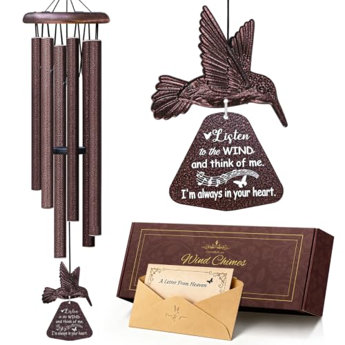 Memorial Wind Chimes with Hummingbird,Sympathy Gifts for Loss of Loved One,Windchimes in memory of a loved one prime,Condolences Remembrance Bereavement Funeral gift - size: A-Bronze Hummingbird