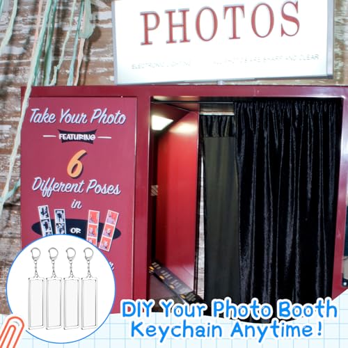 MTLEE 12 Pcs Mini Photo Strip Keychain Frame 1x3 Inch Acrylic Photo Booth Keychain Double Sided Keyring Blank DIY Custom Gift - style: D-shaped Clasp