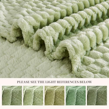 330GSM 3D Jacquard Throw Blanket for Couch, Sage Green, 50"x60" - color: Sage Green, size: Throw(50"x60")