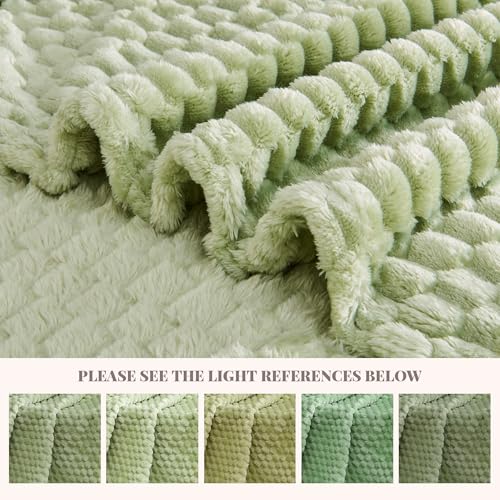 330GSM 3D Jacquard Twin Blanket for Bed, Sage Green, 60"x80" - color: Sage Green, size: Twin(60"x80")