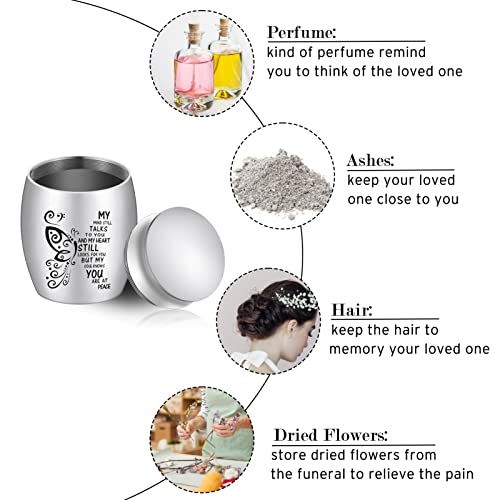 SOITIS Small Urn for Ashes 1.57 Inches Small Keepsake Urn for Human Ashes Butterfly Mini Urn Stainless Steel Ash Holder Small Ash Urn for Women, Silver Keepsake - size: 1.57Inch No-Custom
