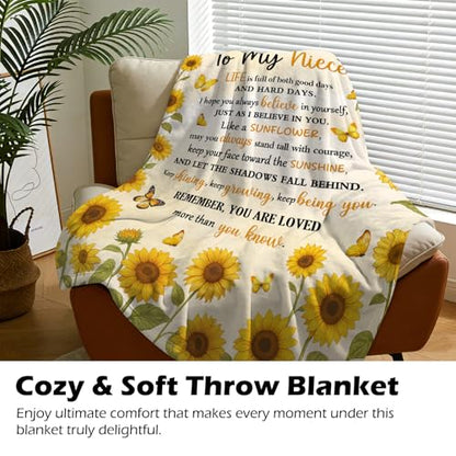 Nieces Gifts from Aunt, Niece Blanket 50x60 Inches - Inspirational Throw Blankets for Women, Adult Niece Birthday from Auntie/Uncle, Soft Plush Gift for Nieces - color: Niece