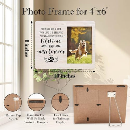 Dog Memorial Picture Frame - In Loving Memory Wood Photo Frame, Sympathy & Bereavement Gifts for Loss of Dog - Pet Remembrance Frame - style: Dog Memorial 7