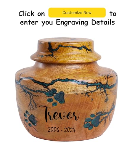 Personalized Cremation Urn for Human or Pet Ashes Adult, Male or Female – Wooden Funeral Urn with Green Resin, Hand-Carved Large Burial Urns, Memorial Urns for Pet Ashes, Urns Box for Men or Women