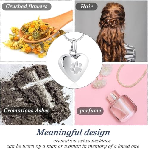 zeqingjw Pet Cremation Jewelry for Ashes Pendant Paw Print Pet Heart Urn Necklace Memorial Keepsake Jewelry for Pet/Dog's/Cat's Ashes - color: Heart-Custom Photo