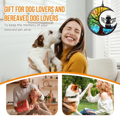 Dog Memorial Suncatcher,Pet Remembrance Gift with Sympathy Card for Loss of Dog,Tree of Life DIY Ornament (Angelic Halo) - color: Angel Halo