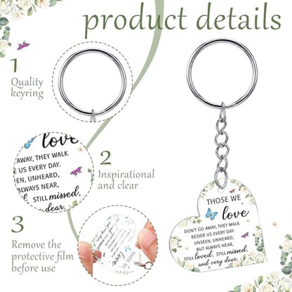 Equsion 60 Set Funeral Keychains for Guests Memorial Favors, Heart - style: Heart