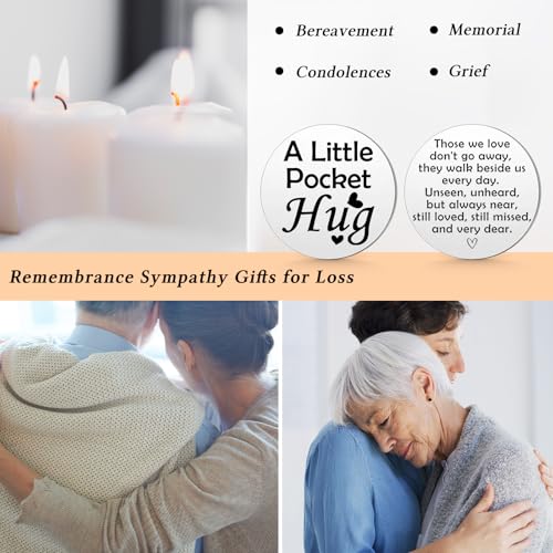 Sympathy Gifts for Loss of Loved Pocket Hug Token Keychain Memorial Gift Grieving Keepsake for Mom Dad Grandma Friend Sisters Brothers Remembrance Condolence Funeral Sentimental Coin Holder Keychain