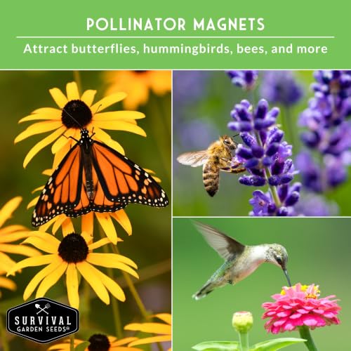 Flower Garden Seeds 36 Variety Kit - Heirloom Starter Pack | 36 Packs of Annual & Perennial Flowers for Planting – Wildflowers for Pollinators, Bees, Butterflies - Survival Garden Seeds