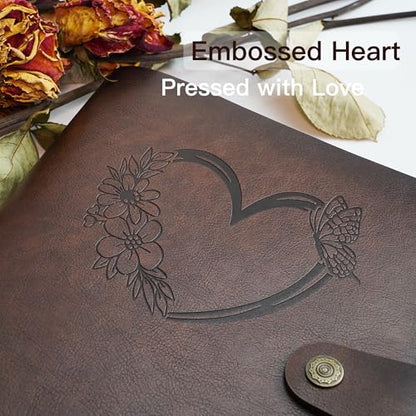 Photo Album 4x6 200 Pockets, Genuine Leather Photo Albums 200 Photos with Writing Space 30 Writing Paper, Family Wedding Travel Kids Graduation Ultrasound Baby Picture Album Scrapbook, Mother Gifts - color: Brown-Love, size: 200 Photos