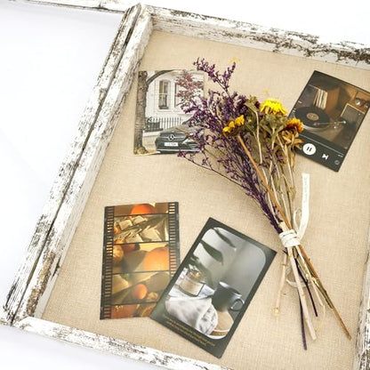 Large Shadow Box Frame 16x20 Display Case, White Wedding Bouquet Memory Box - color: Rustic White, size: 16"x20" (40.6x50.8 cm)