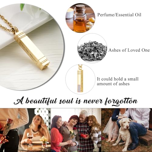 abooxiu Urn Necklace for Ashes Memorial Cremation Jewelry for Ashes Stainless Steel Ashes Jewelry Cube Ashes Necklace Bar Urn Pendant for Women Men - style: Engraved-With Me Always-Gold