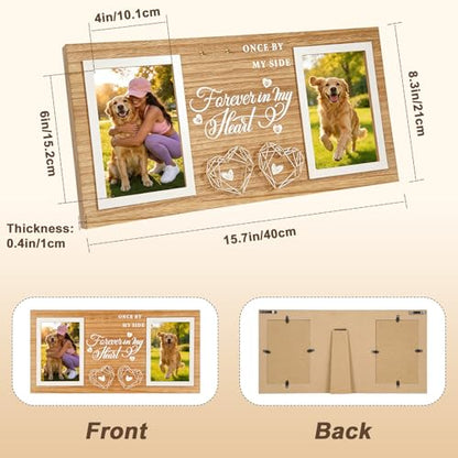 JANSHU Dogs Picture Frame Pet Dog Memorial Gifts for Loss of Dog | Wooden Double 4x6 Picture Frame with Hanging Rope, Loss of Dog Cat Sympathy Perfect Dog Remembrance Gift
