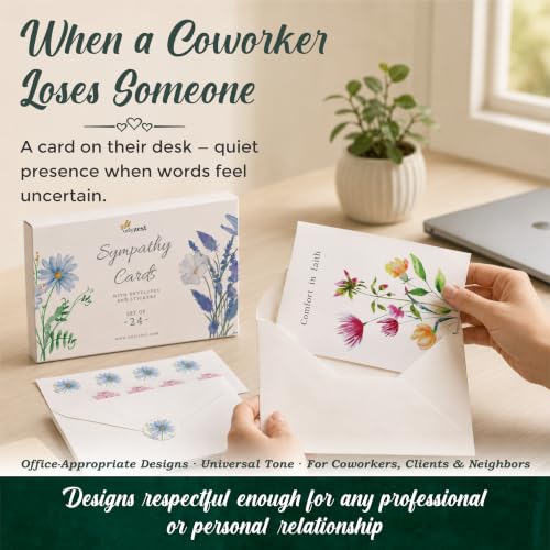 24 Box of Sympathy Cards with Envelopes - 4×6", 300 GSM - color: Floral