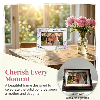 Mom Picture Frame | Mothers Day Photo Frame 4×6, Purple Flower Picture Frames for Mother's Day Birthday Memorial Gifts - color: Purple and White Flower